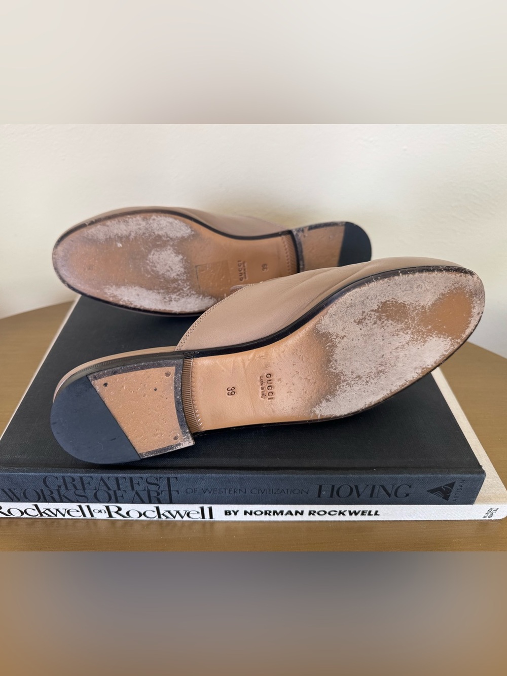 Gucci Princeton Leather Mules Taupe Beige Tan Horsebit Slides Shoes - 39 - Picture 6 of 8